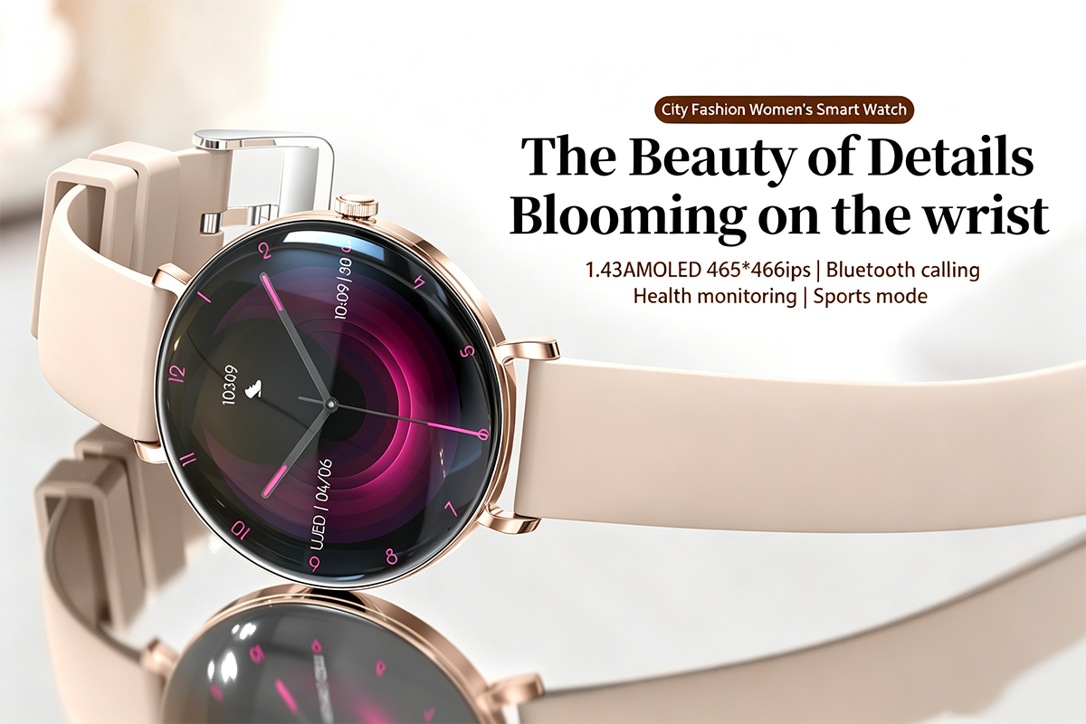 KAPAET SW25Pro women's smartwatch with spherical AMOLED display and interchangeable straps